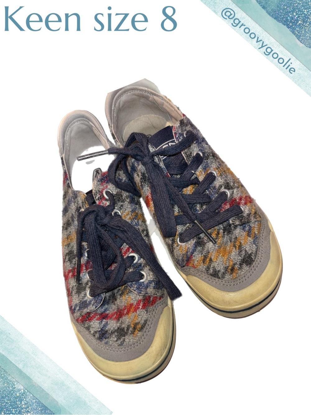Keen Houndstooth Fabric Sneakers Sz 8